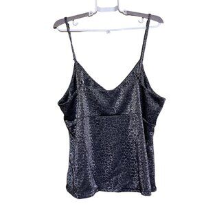 Wild Fable Cami Tank Top XXL Black Silver Metallic Cheetah Print EUC
